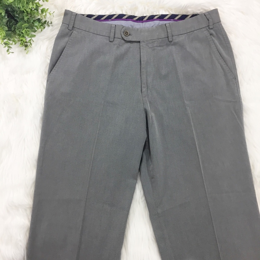 Hiltl Men’s Flat Front Grey Khakis/Chinos ZE200